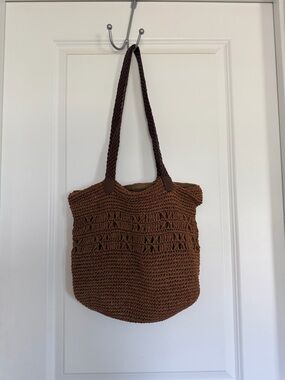 Brown Casual Woven Shoulder Bag
